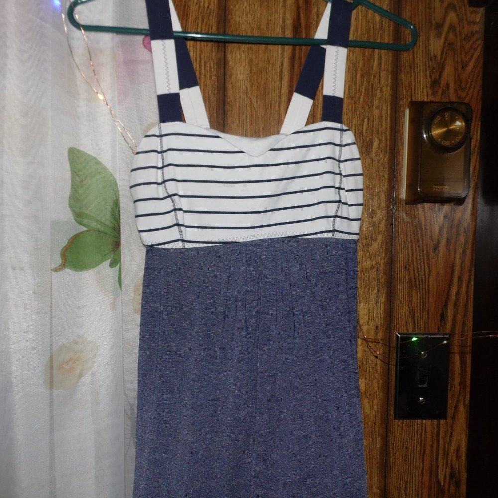 women's tank top blue and white medium